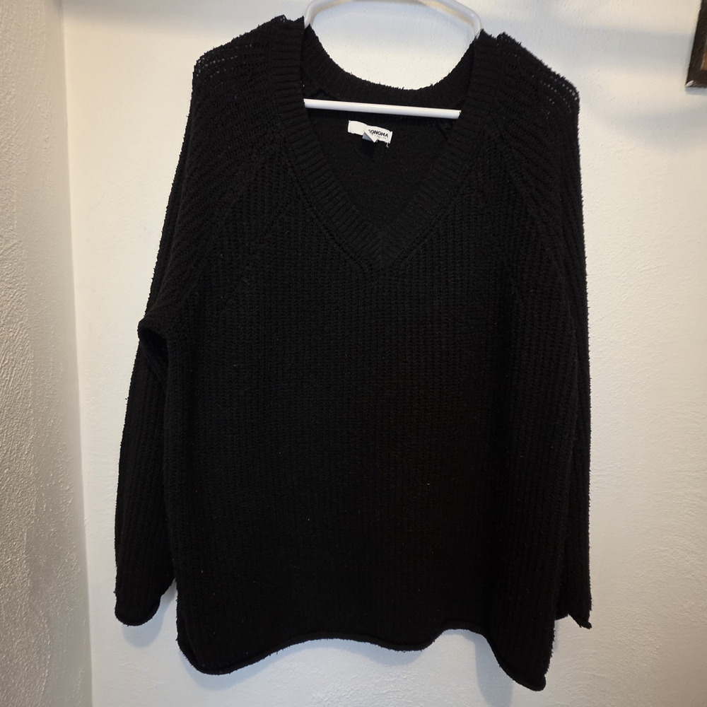 Sonoma Goods For Life Women’s Plus 0X Black V-Neck Knit Pullover Sweater